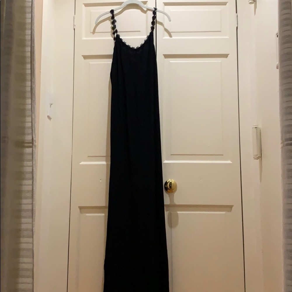 Reformation Black Open Back Gown - Floral straps